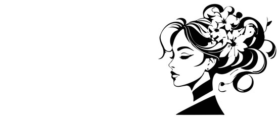Elegant Woman Silhouette with Flowing Hair – Beauty and Fashion Vector