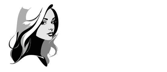 Elegant Woman Silhouette with Flowing Hair – Beauty and Fashion Vector