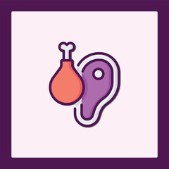 Stylized Meat Icon: Chicken Leg and Steak Graphic