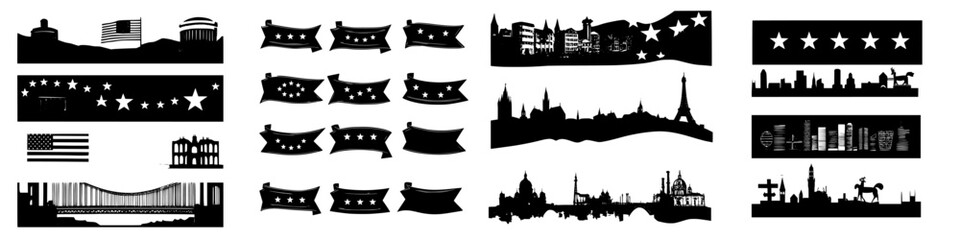 Obraz premium Patterns and silhouettes of famous landmarks and flags representing diverse cultures in a creative design
