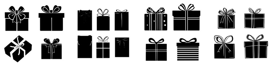 Various gift presents displayed with elegant bows for special occasions in a minimalist style