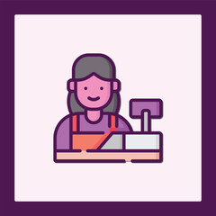 Modern Cashier Icon: Retail Service and Point of Sale Illustration
