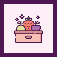 Vibrant Fruit Icon in a Box, Fresh and Delightful Design