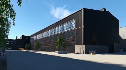 Modern Industrial Building Architectural Rendering