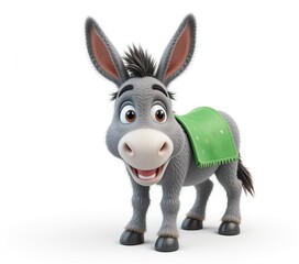 cute little cheerful Arabian donkey. On a white isolated background