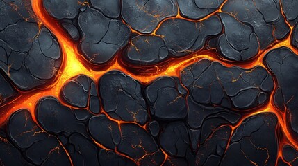 A vector illustration of a molten rock dragon skin texture with ever-shifting magma veins.