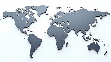 Gray World Map, Stunning Landscape, High Definition