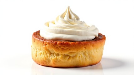 Freshly Baked Cinnamon Roll with Whipped Cream - Delicious Dessert Image