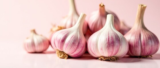 Obraz premium Fresh Garlic Bulbs Close-Up - Harvest Bounty