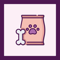 Pet Food Icon: Bag and Bone Design Element
