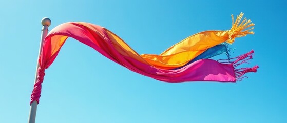 Colorful Scarf Fluttering in the Breeze - Freedom & Diversity
