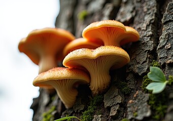Chaga Mushroom on Tree Trunk - Close Up Macro Photography