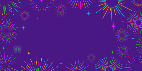Fireworks background bright gradient style for holidays, party poster, carnival. Sunburst wallpaper. Vector 10 eps