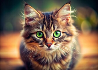 Adorable Green-Eyed Cat Miniature Tilt-Shift Photo