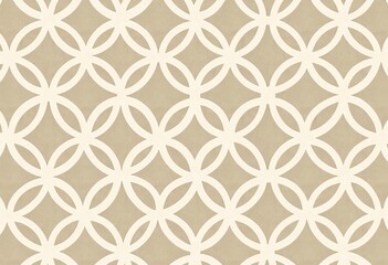 Seamless Shippo-Tsunagi Pattern: Japanese Harmony & Interlocking Circles. Beige & Ivory White, Minimalist & Elegant Vector for Textile & Background.
