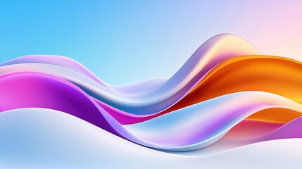 Abstract Colorful Waves on White Textured Background