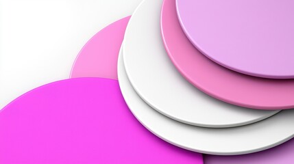 Abstract Geometric Composition of Pink Purple and White Circles