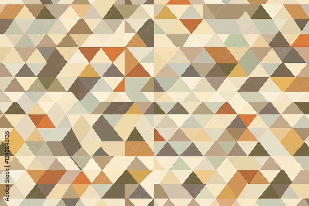 Poster A simple geometric pattern of interlocking triangles in soft earth tones