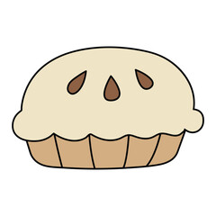 Fototapeta premium Vector illustration of a pie with filling and cream on a white background.