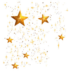 Flying sparkling stars isolated on transparent background