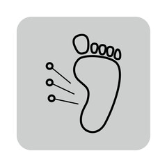 Simple line icon of foot with reflexology points indicated. Health practices related to foot reflexology concept