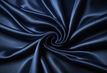 Fototapeta premium A close-up of navy blue silk fabric with a shiny, luxurious sheen