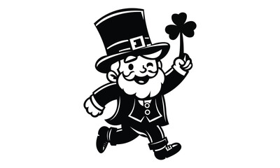 St Patrick's  Day Men Vector with hat leaf illustration