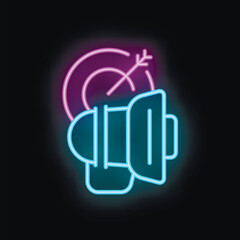 Neon glow representing a marketing campaign hitting the target customers with a megaphone