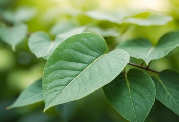 A close-up of green leaves with a blurred background