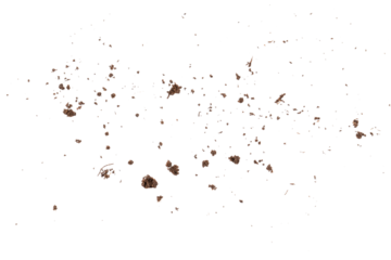 soil powder flying and dust pile, brown dirt ground powder, graphic element isolated on a transparent background