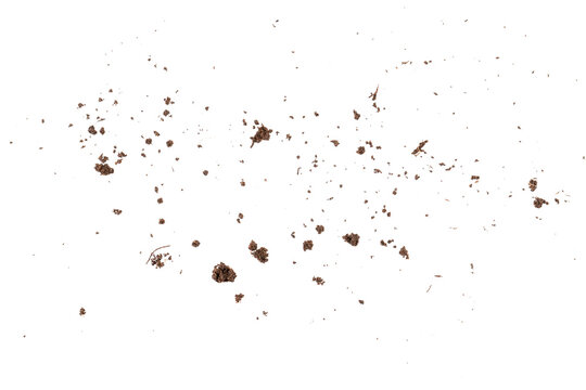 soil powder flying and dust pile, brown dirt ground powder, graphic element isolated on a transparent background