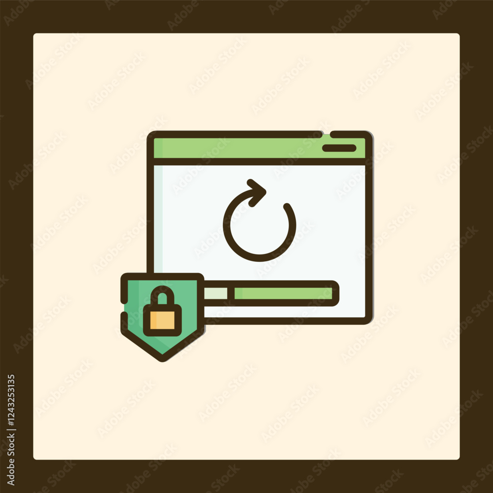 Poster secure data backup icon: system restore and protection