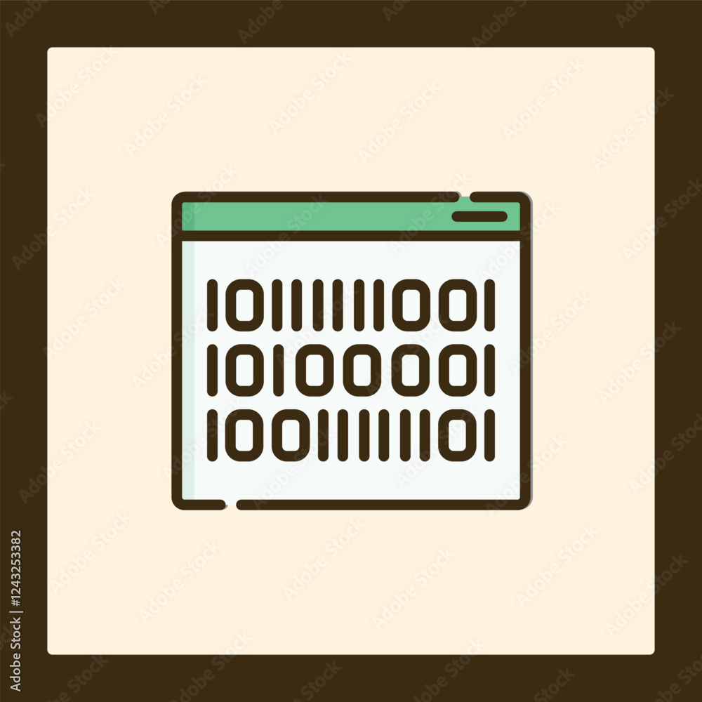 Poster binary code icon: digital data stream in browser window