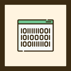 Binary Code Icon: Digital Data Stream in Browser Window