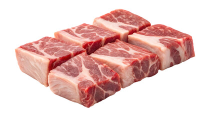 diced raw meat isolated on white