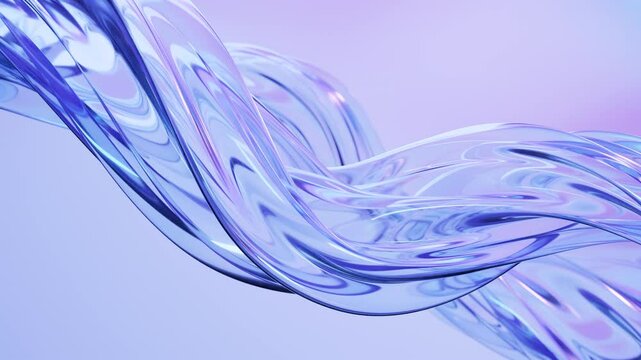 Abstract wave loop animation. 3D rendered background, flowing, fluid, twisted shapes with a glass and iridescent texture. Smooth gradient in light colors. Elegant live wallpaper and animated footage