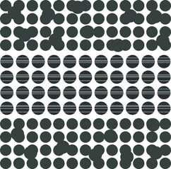 Texture in the form of circles at the top and bottom of the canvas. In the middle there are circles, jagged lines along the horizon.