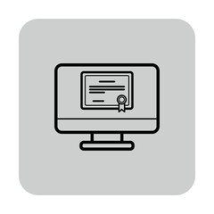 Fototapeta premium Computer screen with digital certificate of completion. Significance of online education in todays learning environment concept