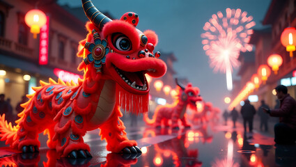 Fototapeta premium The Dragon's Glare: Cyber- চৈনিক New Year