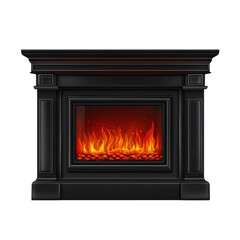 Elegant Black Electric Fireplace with Realistic Flame Effect