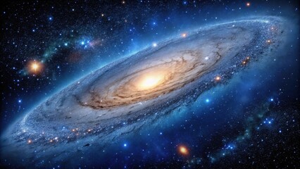 Fototapeta premium Dark blue night sky with Andromeda Galaxy and stars, celestial bodies, universe, celestial bodies, universe, galaxy