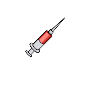 syringe with blood isolated on white inject spuit
