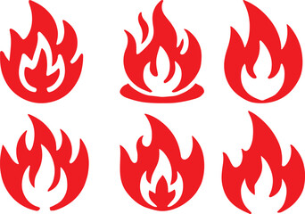 Fire icon silhouette vector set. Fire flame logo vector illustration