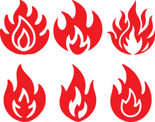 Fire icon silhouette vector set. Fire flame logo vector illustration