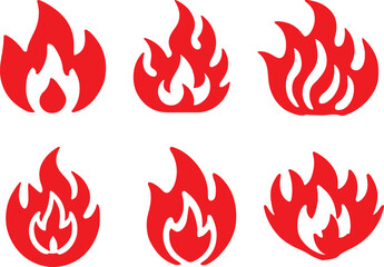 Fire icon silhouette vector set. Fire flame logo vector illustration