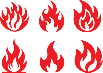 Fire icon silhouette vector set. Fire flame logo vector illustration