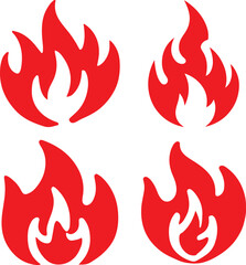 Fire icon silhouette vector set. Fire flame logo vector illustration