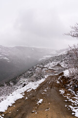 Snowy Road in the Mountains