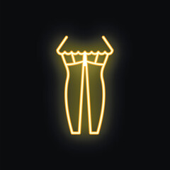 Glowing neon sign representing a woman's bodysuit, perfect for fashion or lingerie related designs