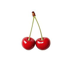 Fresh red cherries isolated with transparent background